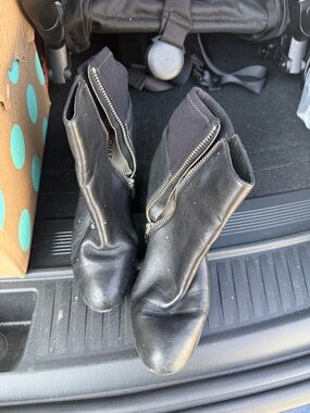 Michael Kors Black Leather Zip Ankle Booties